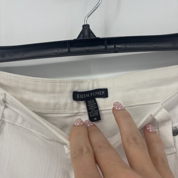 Eileen Fisher White Skinny Jeans Women's Size 16 Stretch Raw Hem - Picture 6 of 12